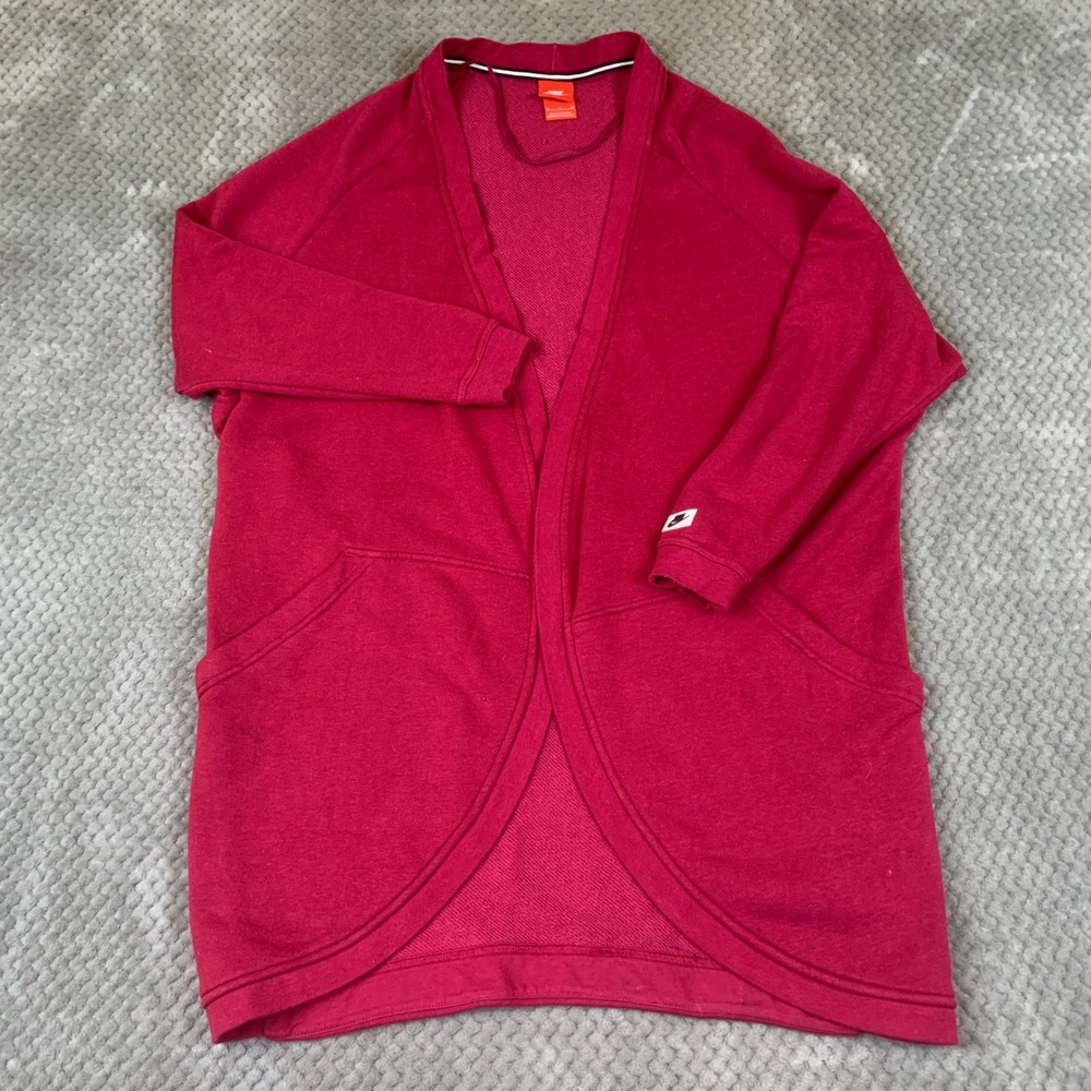 Nike Sportswear Cardigan Mens M Red French Terry Open Front 805523-620